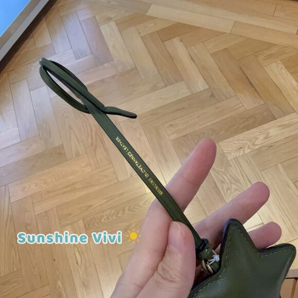 NWT Coach Star Puffy Bag Charm in Brass/Olive Green Glovetanned & Nappa Leather - Picture 5 of 5